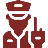 Angry officer symbol on black background