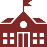 School building icon with flag